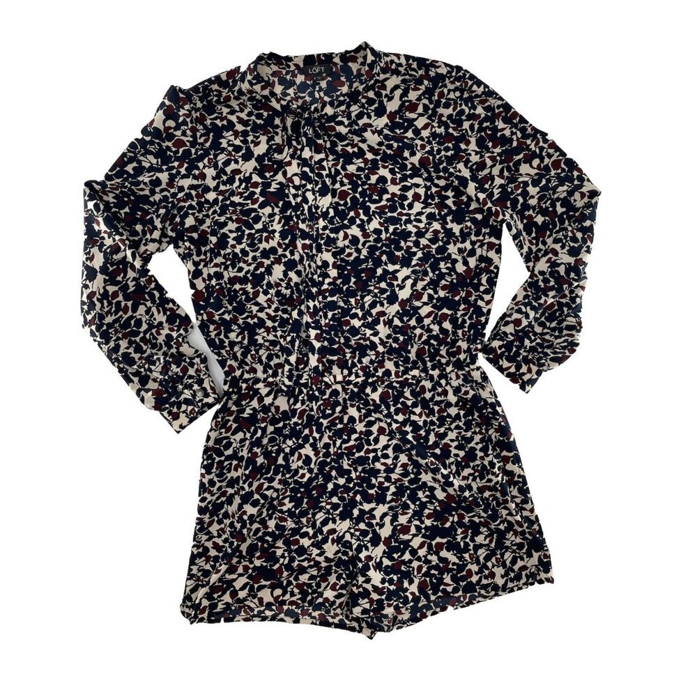 LOFT Women Long Sleeve Shorts Romper Pockets Women's Size 6 Flaw‎